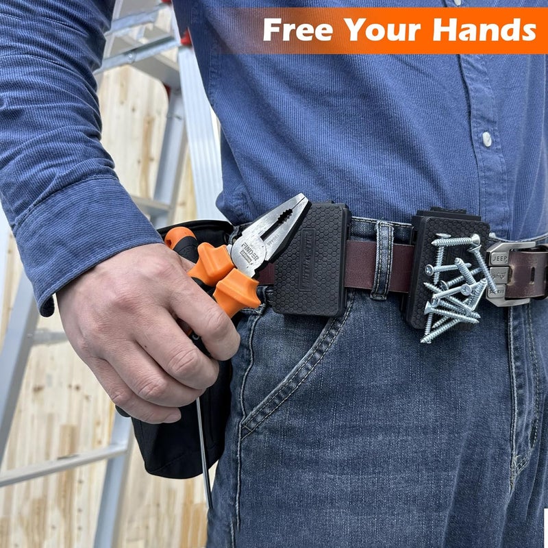 MUTUACTOR Magnetic Belt Clip Heav Duty, 2PCS Super Strong Tool Belt Tool Holster,Anti-Slip Rubber Coated Magnetic Belt Clip for Organizing Screwdrivers Hammers Wrenchs - Image 5